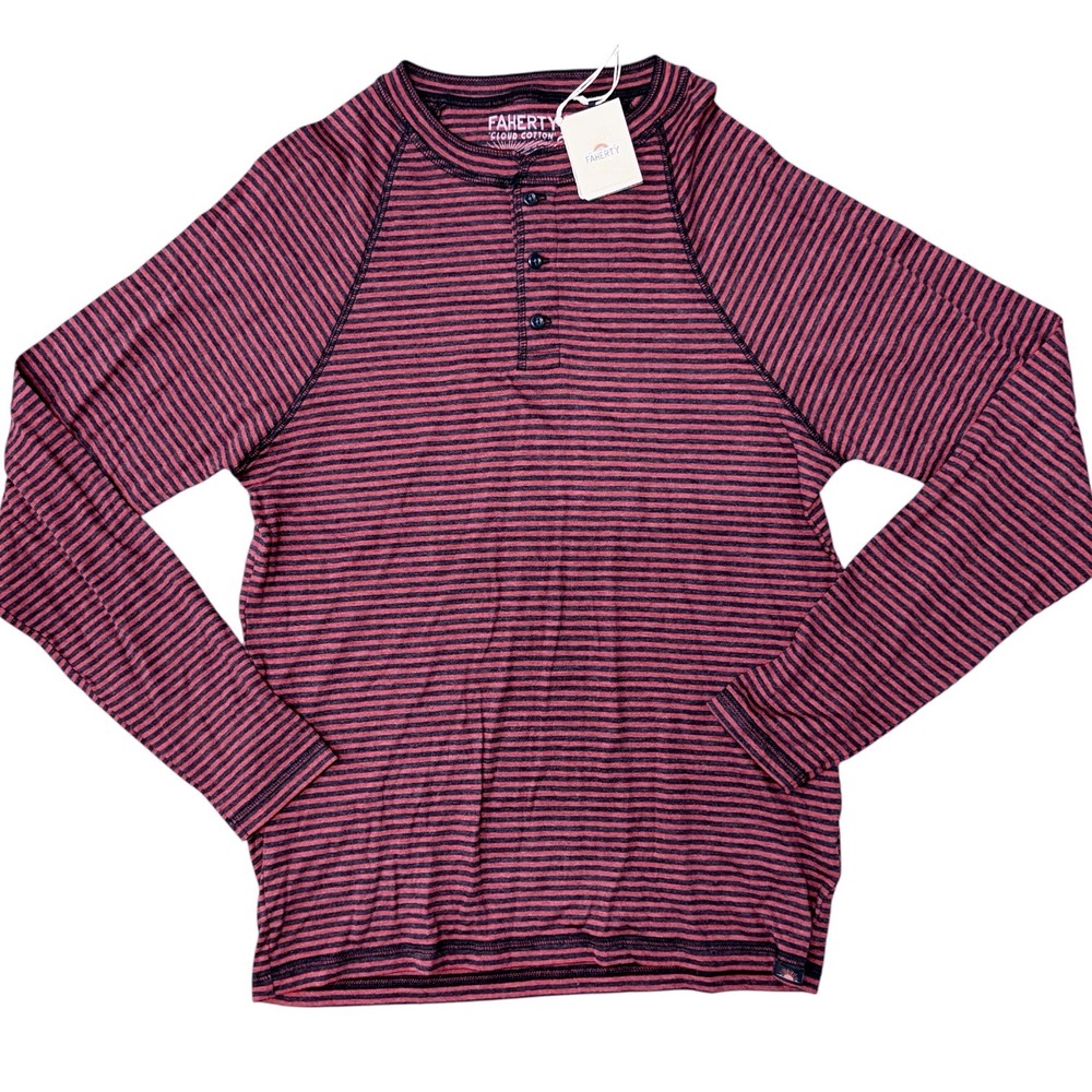 Faherty Mens XXL Long Sleeve Tshirt Red Blue Cumberland Striped Tee NWT